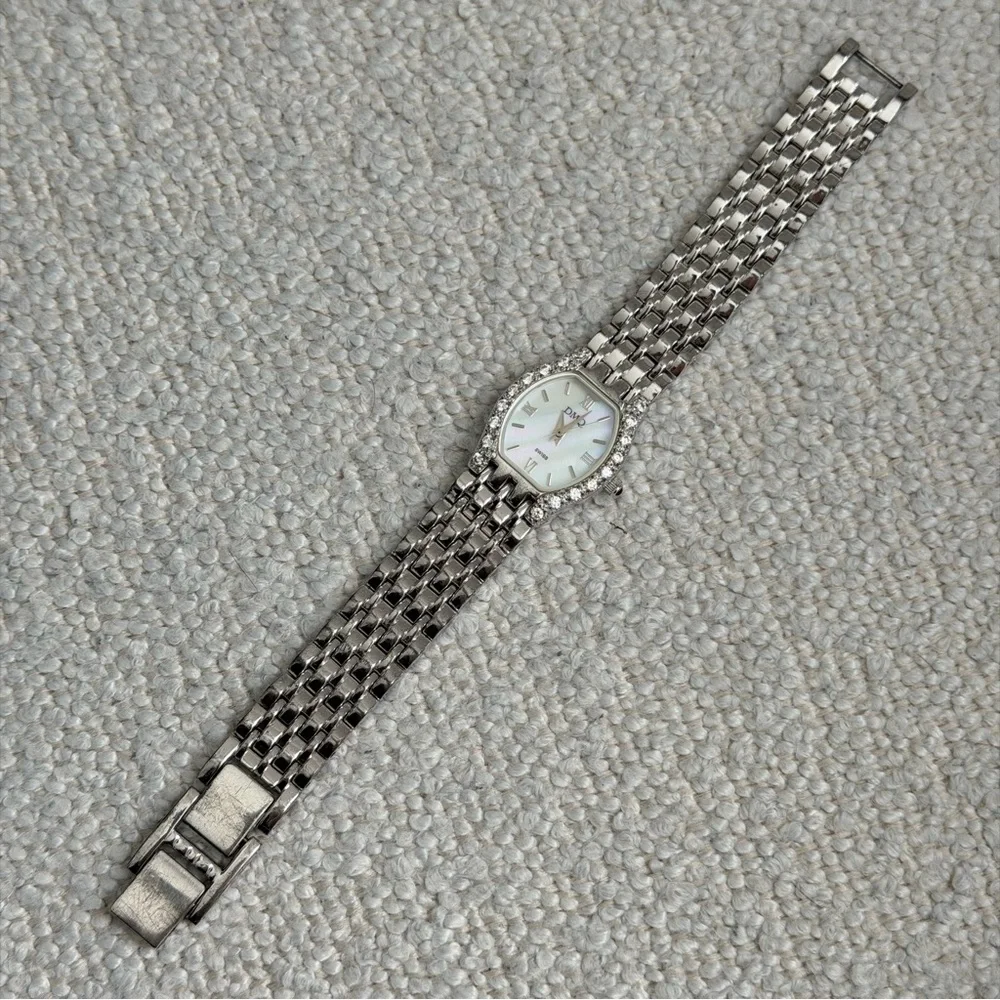 DMQ Swiss Silver Women's Watch Crystal Bezel Chain Link Band